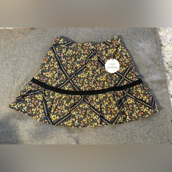 Lost + Wander Dresses & Skirts - Lost + Wander Floral Skater Skirt - Black and Multicolor,Ortensia Mini Skirt